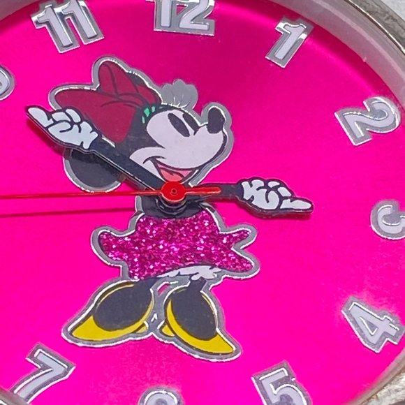 Watch Minnie Mouse Accutime for Disney Pink Dial Pink Polka Dot Enamel Stretch B - Picture 1 of 8